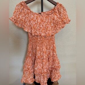 Orange and white floral dress